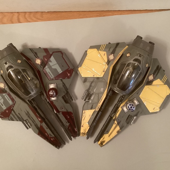 Lot of 2 Vintage Star Wars Obi-Won & Jedi Star fighter ships - Picture 1 of 11